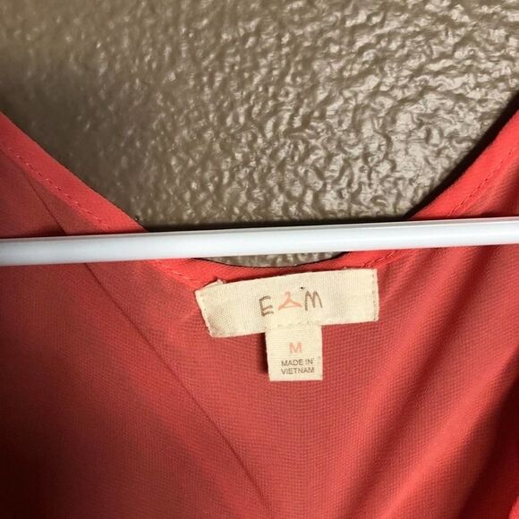 Orange Sheer Color-Block Tank Top - Picture 4 of 6